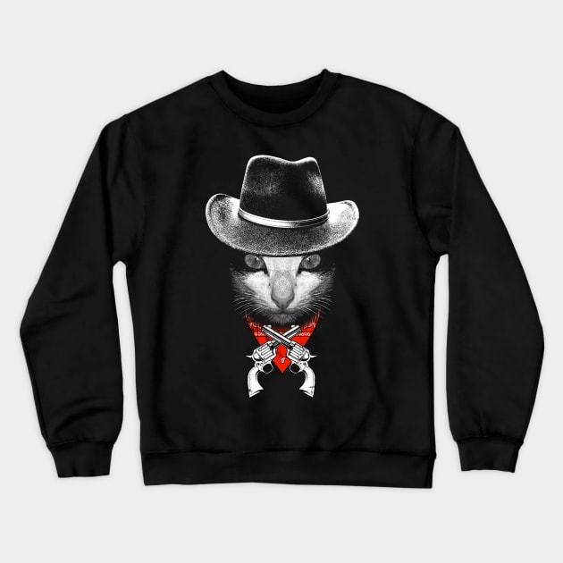 Cowboy Cat Crewneck Sweatshirt by Moncheng